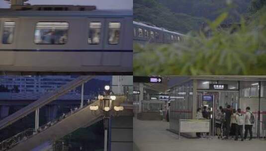 广州黄埔区长平站地铁有轨电车开出高清在线视频素材下载