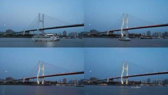 上海市南浦大桥亮灯夜景高清在线视频素材下载