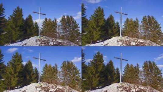 岩石上的基督教十字架高清在线视频素材下载