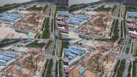 深圳滨海大道超级总部基地建筑工地航拍高清在线视频素材下载