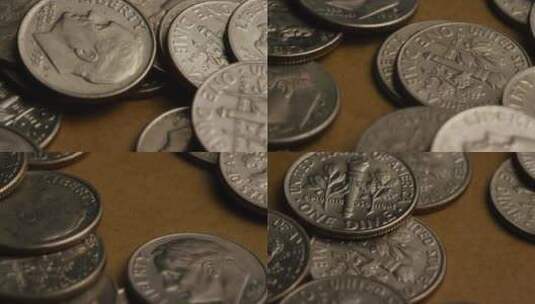 特写国外硬币高清在线视频素材下载