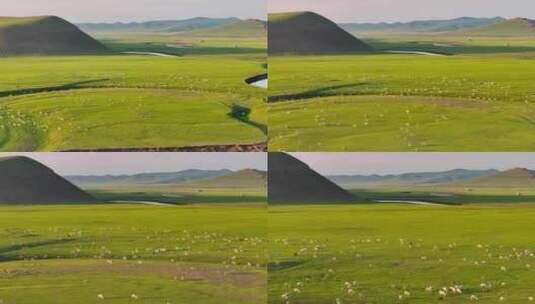 4K航拍内蒙古呼伦贝尔大草原高清在线视频素材下载