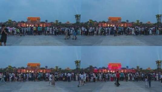 8K陕西西安永宁门城墙人流夜景延时高清在线视频素材下载