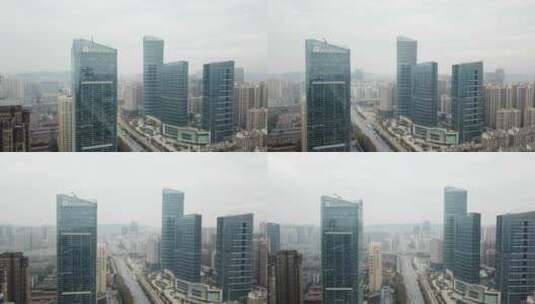 航拍武汉保利国际中心城楼房建筑高清在线视频素材下载