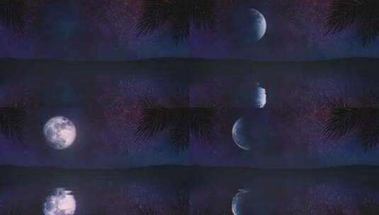 夜晚的海上月亮高清在线视频素材下载