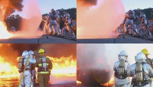 消防消防员救援火火灾灭火火警救火消防灾难高清在线视频素材下载