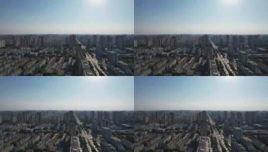 山东潍坊城市风光城市大景航拍高清在线视频素材下载