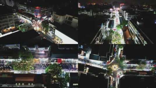 合集广西桂林步行街夜景航拍高清在线视频素材下载