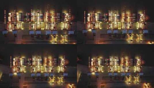 宁波舟山港北仑集装箱码头港口俯瞰航拍高清在线视频素材下载