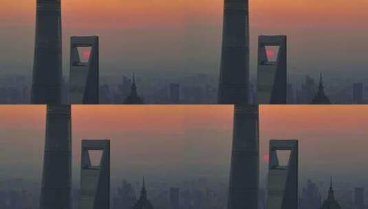 上海三大摩天大楼夕阳高清在线视频素材下载