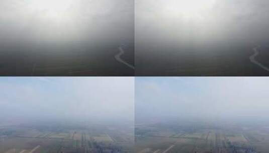 云雾下的村庄高清在线视频素材下载