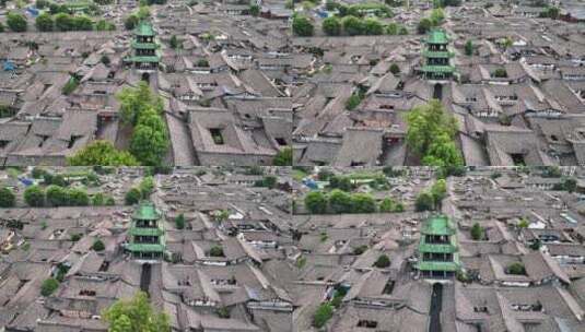 航拍四川旅游阆中古城华光楼古建筑群街景高清在线视频素材下载