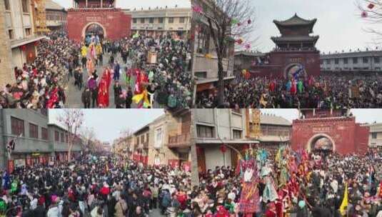 河南省浚县古城正月古庙会各类表演升格合集高清在线视频素材下载