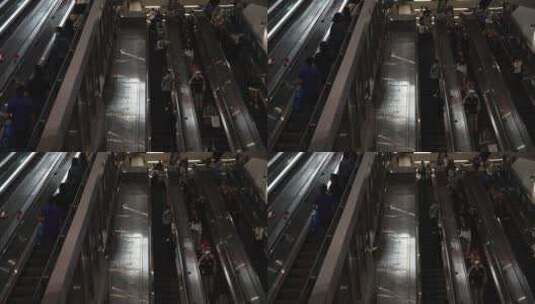 香港地铁站自动扶梯高清在线视频素材下载