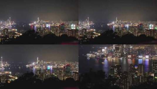 香港维多利亚傍晚航拍高清在线视频素材下载