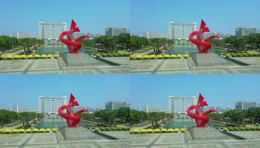 东莞中心广场纽带雕塑高清在线视频素材下载