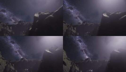 砂岩峡谷壁上的银河系高清在线视频素材下载