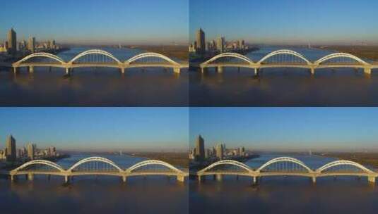 4K 哈尔滨铁路大桥航拍高清在线视频素材下载