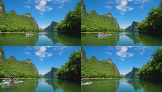 广西美景 桂林山水 漓江风光 漓江漂流高清在线视频素材下载