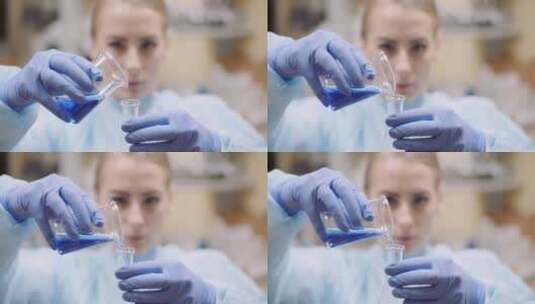 科学家在实验室混合液体高清在线视频素材下载