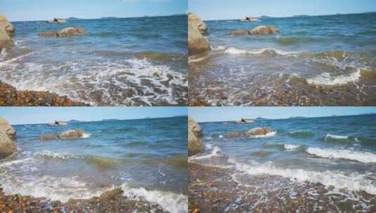 实拍大海海浪浪花沙滩高清在线视频素材下载