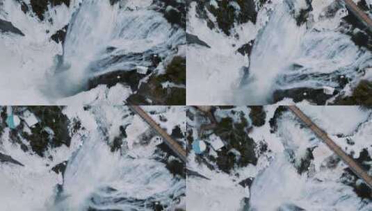北欧冰川大瀑布高清在线视频素材下载
