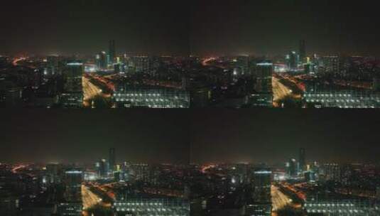 普陀区武宁路夜景航拍高清在线视频素材下载