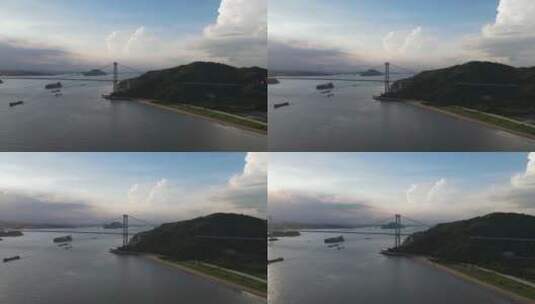 夕阳下的珠江口虎门大桥高清在线视频素材下载