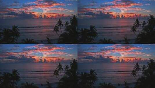 背景是日落时的海滩高清在线视频素材下载
