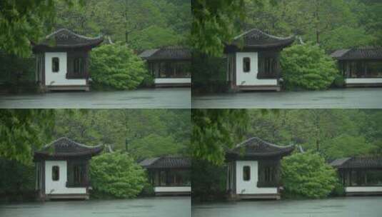 185 杭州 风景 古建筑 下雨天 树枝高清在线视频素材下载