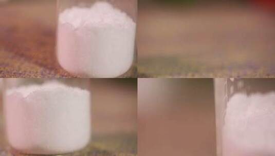 【镜头合集】烧杯中装白色化学粉末高清在线视频素材下载