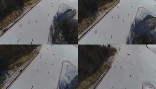 航拍滑雪场高清在线视频素材下载