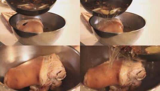 【镜头合集】卤肉老汤汤底炖肘子高清在线视频素材下载