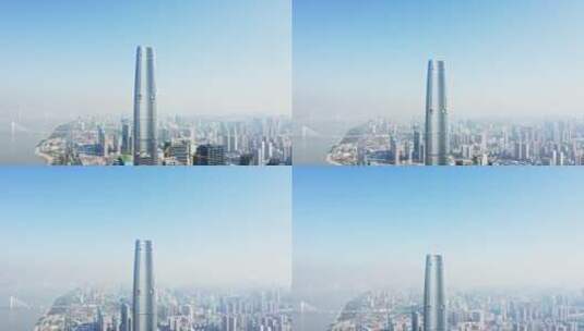 武汉绿地中心航拍片段3上升俯拍高清在线视频素材下载
