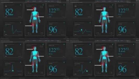 身体数据监控科幻屏幕HUD操作系统智能界面高清在线视频素材下载