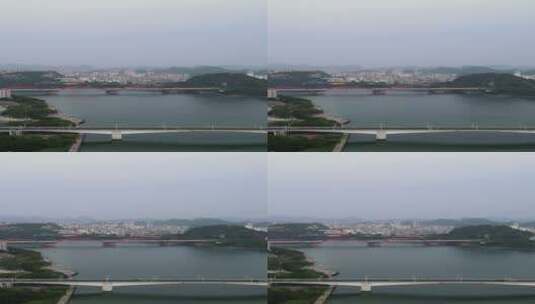航拍广西柳州跨江大桥高清在线视频素材下载