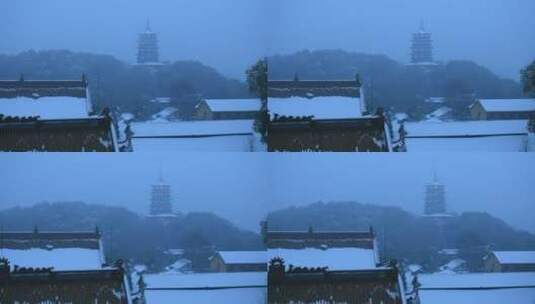 杭州西湖景区雷峰塔雪景高清在线视频素材下载