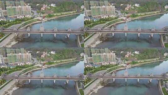 航拍侗族民族建筑风雨桥高清在线视频素材下载