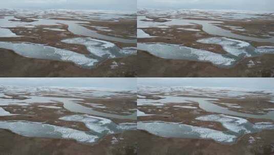 原创 青海果洛州黄河源结冰自然风光航拍高清在线视频素材下载