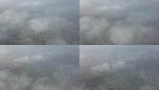 义乌城市高空云海风光航拍高清在线视频素材下载