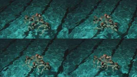 正在表演花样游泳的女子运动员高清在线视频素材下载