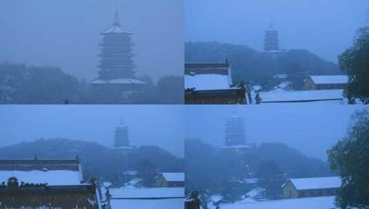 杭州西湖雷峰塔雪景4K视频素材高清在线视频素材下载