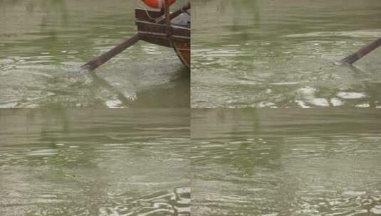 8K实拍古镇游船水中划桨特写高清在线视频素材下载