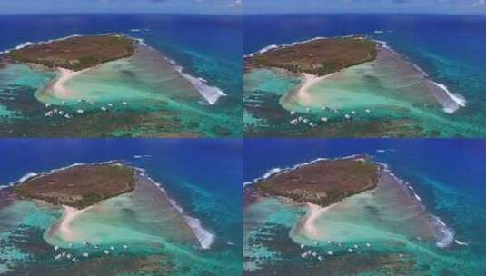 鸟瞰大海游艇海岛海浪海面高清在线视频素材下载