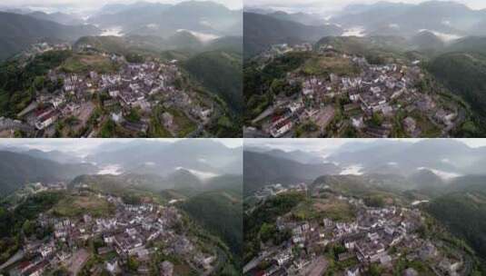浙江东阳天山村自然风光4K航拍高清在线视频素材下载