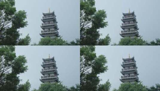 柳州文庙中式庭院古建筑雨景雨季大雨暴雨高清在线视频素材下载