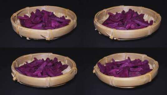 紫薯干紫薯条冻干粗粮零食高清在线视频素材下载
