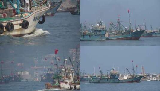 威海开海渔船出海高清在线视频素材下载