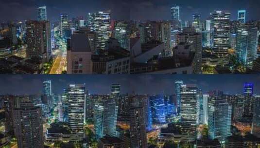 上海现代商务楼与车流夜景延时摄影高清在线视频素材下载