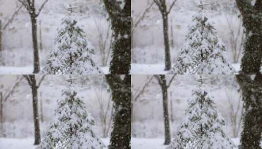 下大了的雪和树木高清在线视频素材下载